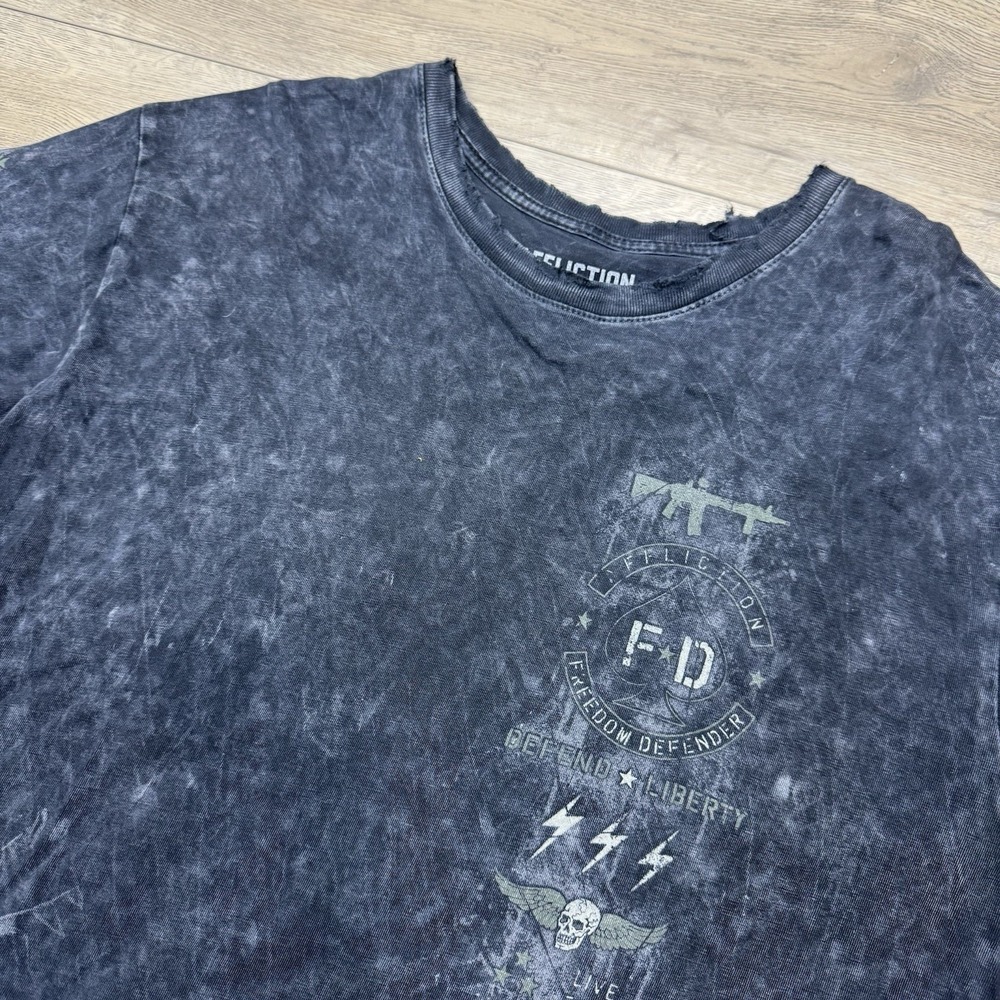 Affliction Freedom Defender S/S T Shirt Men's Sz XXL Biker Patriot DISTRESSED